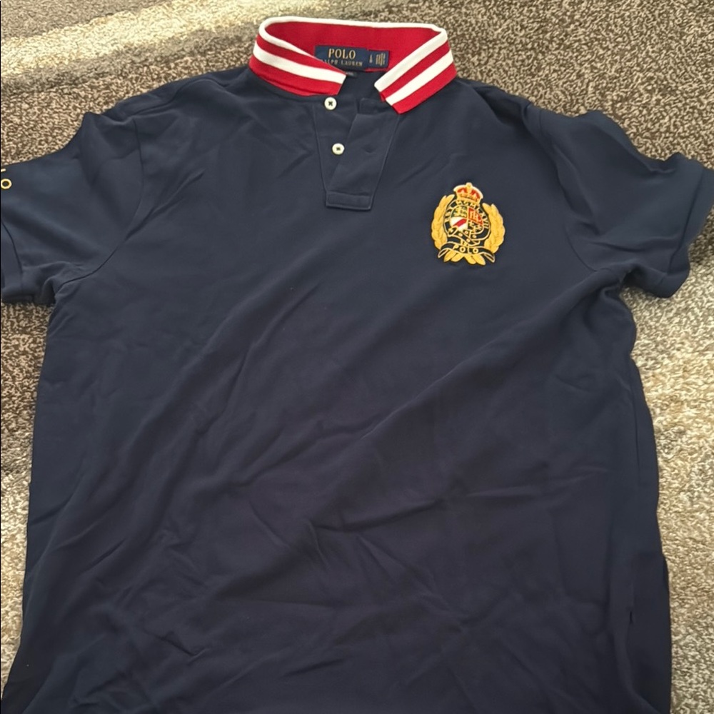 Polo by Ralph Lauren Navy Shirt with Red Collar
